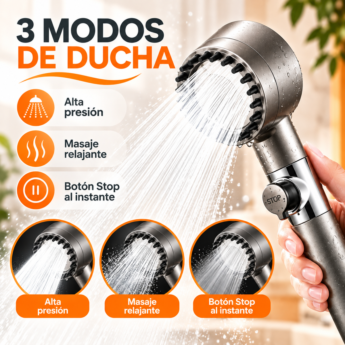 AQUAPURE SPA™ | Regadera Filtrante 3 en 1