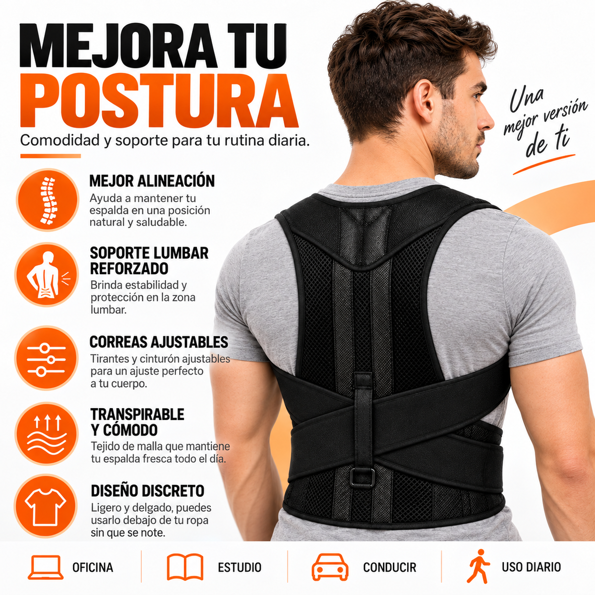 POSTURE FLEX™ | Corrector de Postura con Soporte Lumbar