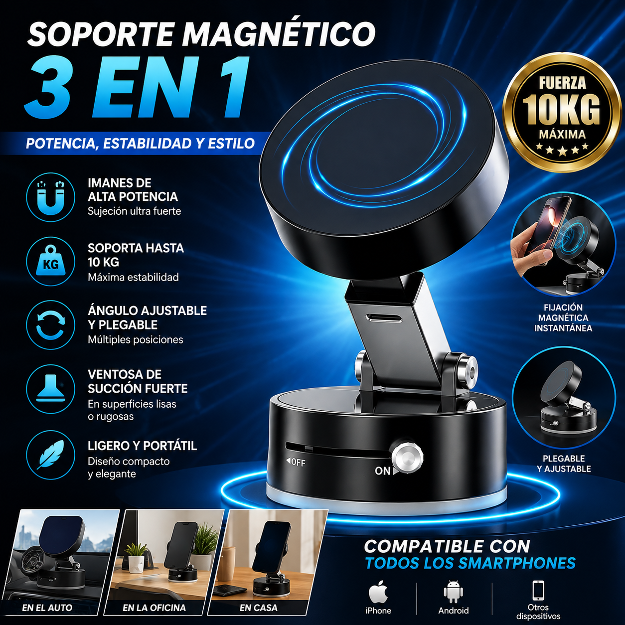 Soporte Magnetico Celular Al vacio