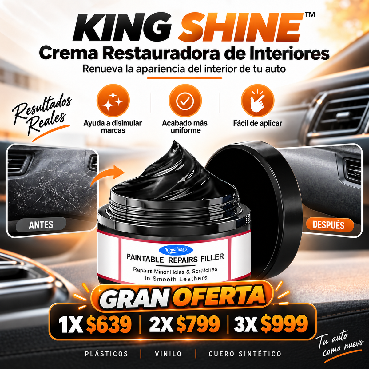 KING SHINE™ | Crema Restauradora de Interiores