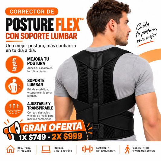 POSTURE FLEX™ | Corrector de Postura con Soporte Lumbar