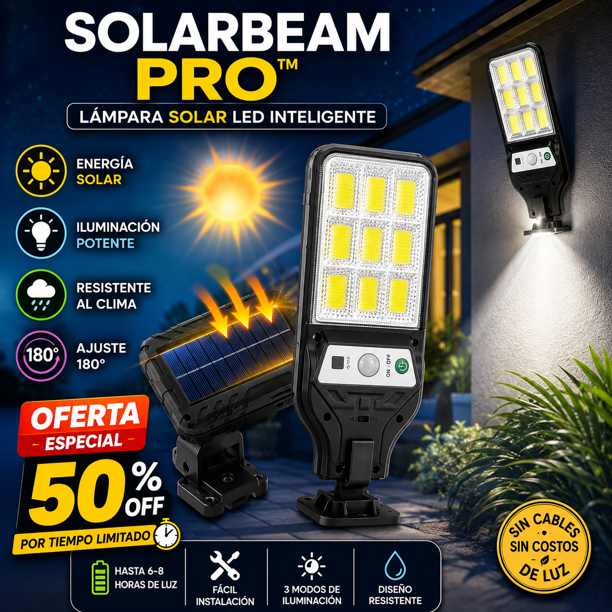 SOLARBEAM PRO™ | Lámpara Solar LED Inteligente