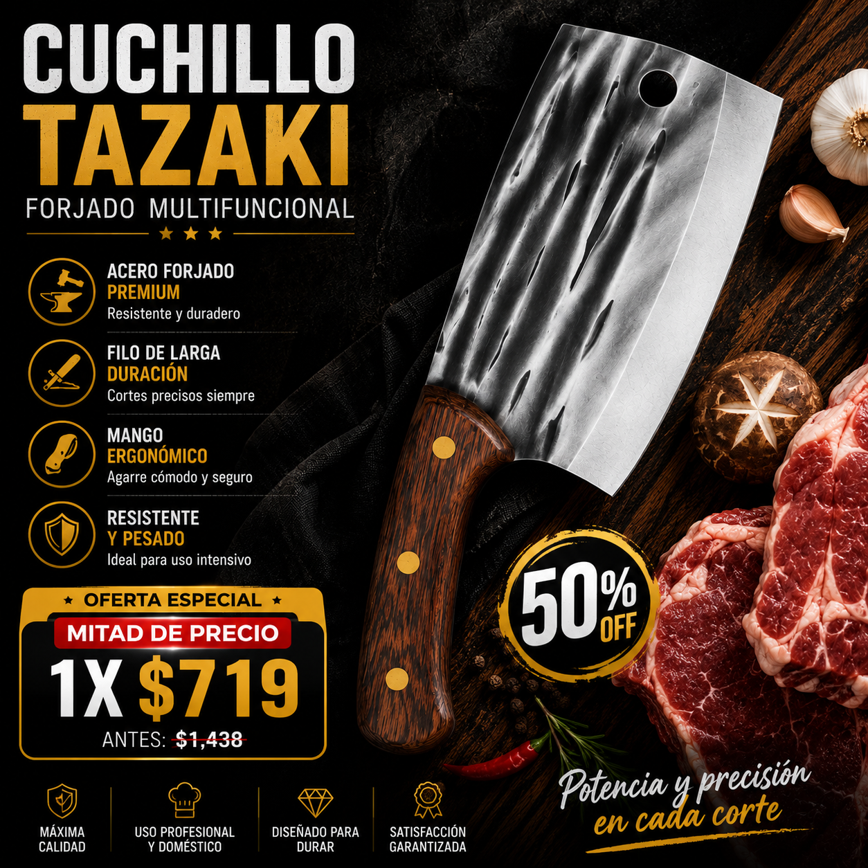 TAZAKI™ | Cuchillo Forjado Multifuncional