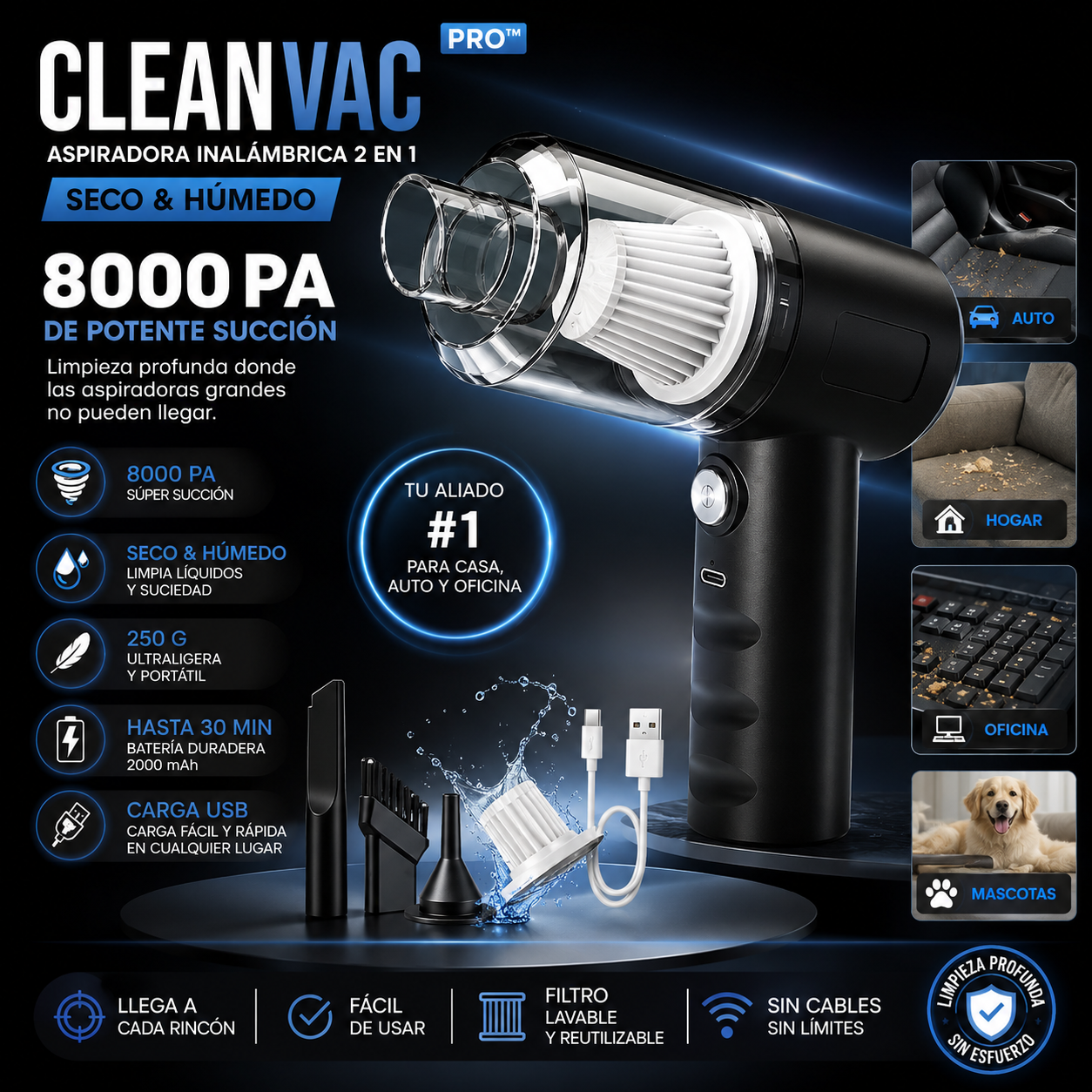 CLEANVAC PRO™│Aspiradora Portátil