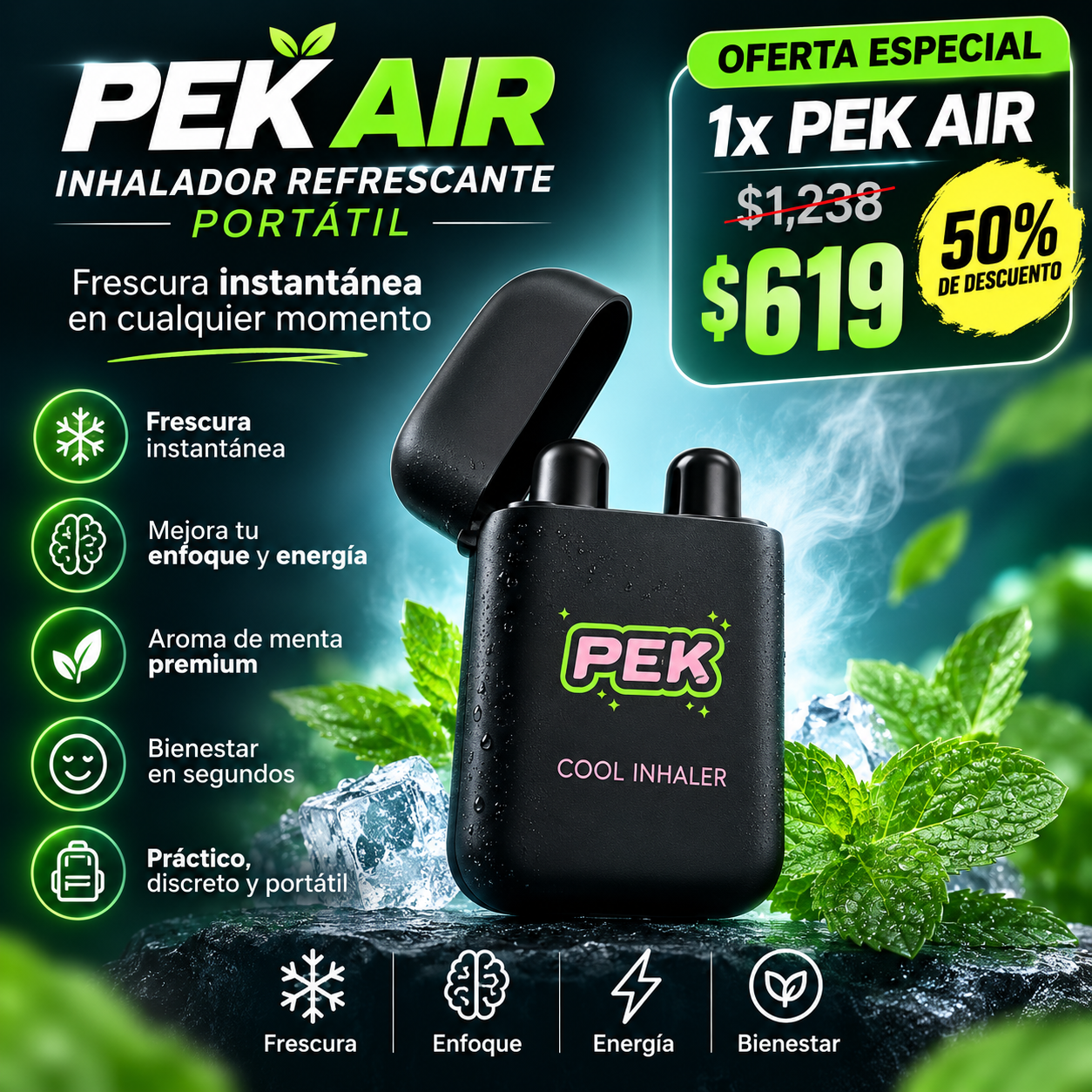 PEK AIR™ | Inhalador Refrescante Portátil
