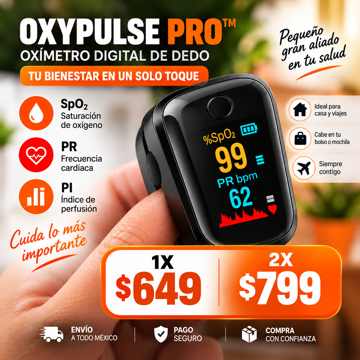 OXYPULSE PRO™ │ Oxímetro Digital de Dedo
