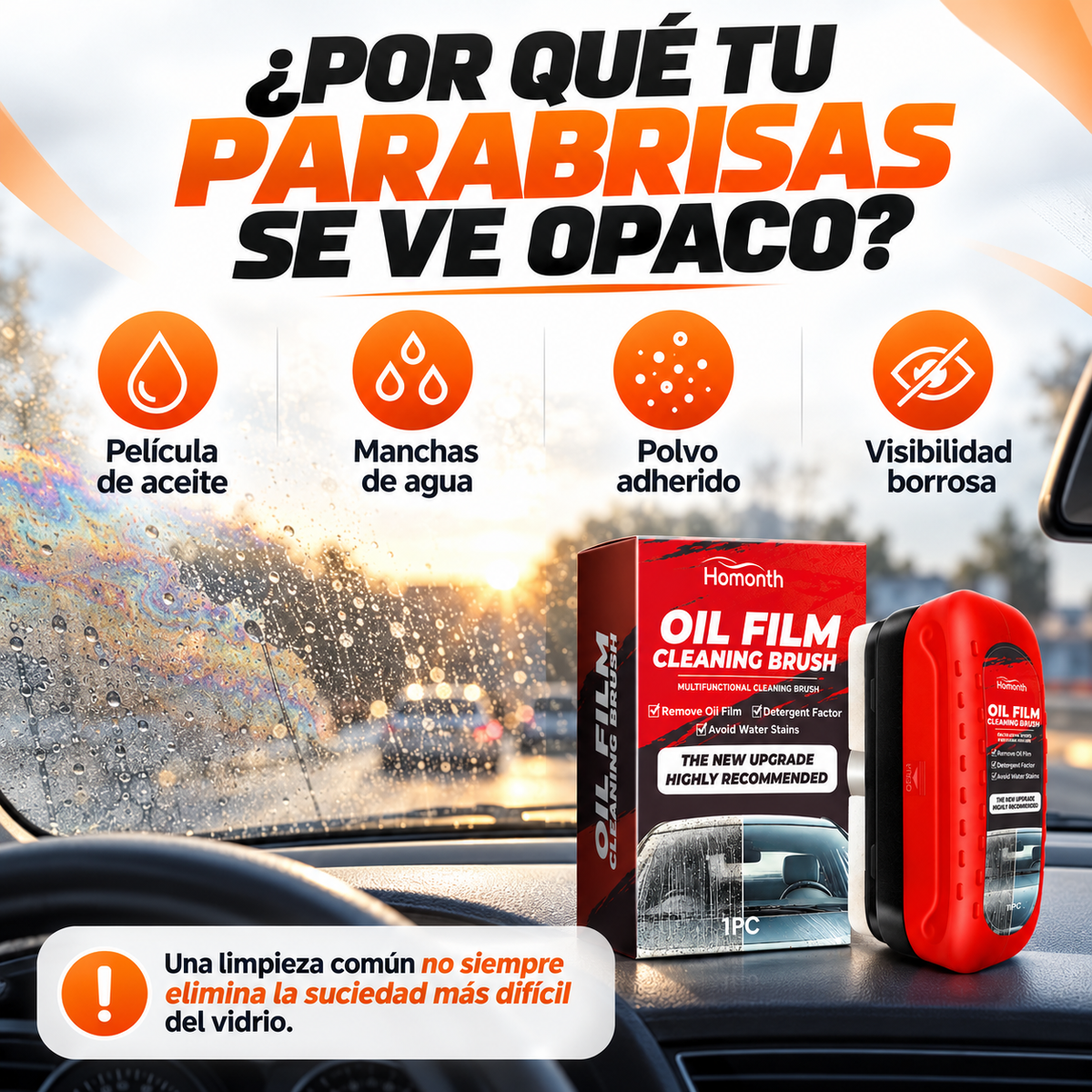 CLEARSHIELD PRO™ | Limpiador Anti-Grasa Para Parabrisas