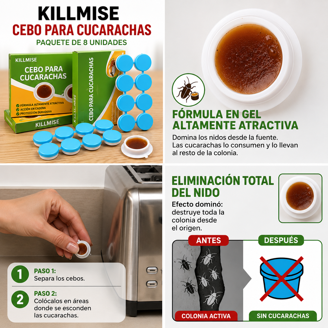 KILLMISE│Repelente De Cucarachas 8 pz