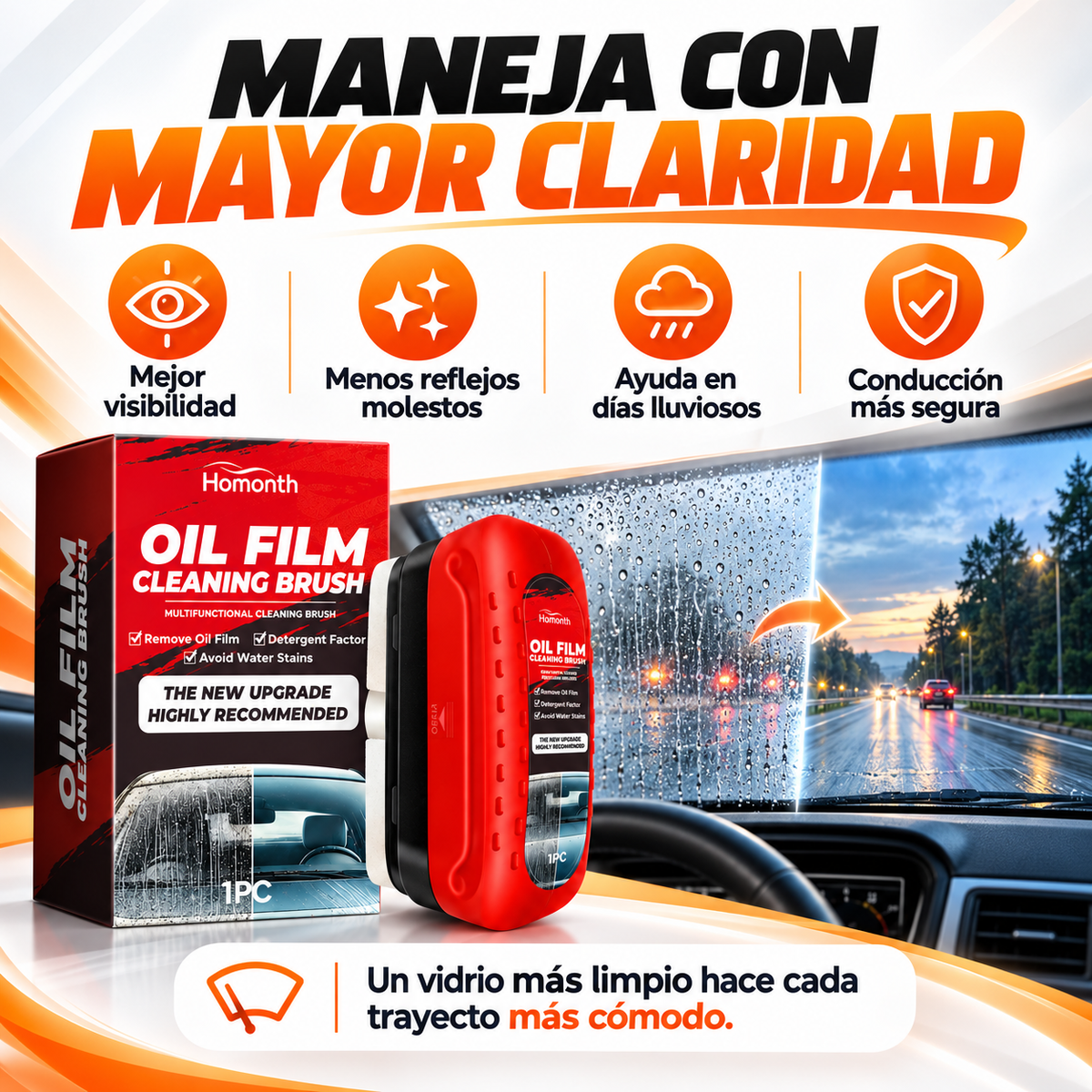 CLEARSHIELD PRO™ | Limpiador Anti-Grasa Para Parabrisas