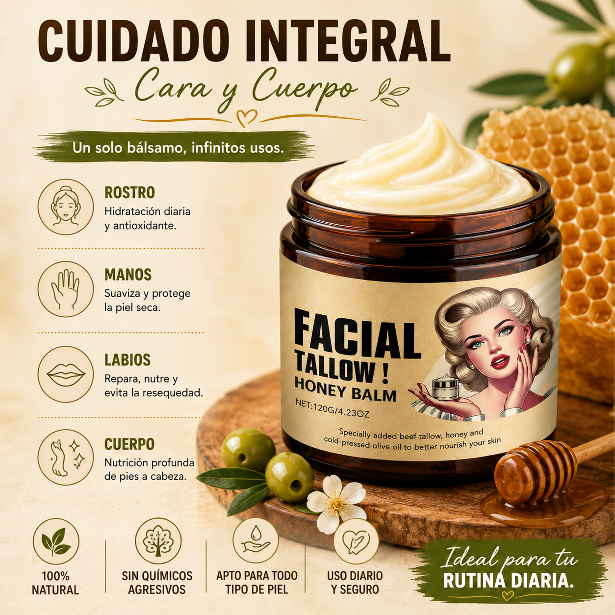TALLOW HONEY GLOW™ | Bálsamo Nutritivo Facial & Corporal