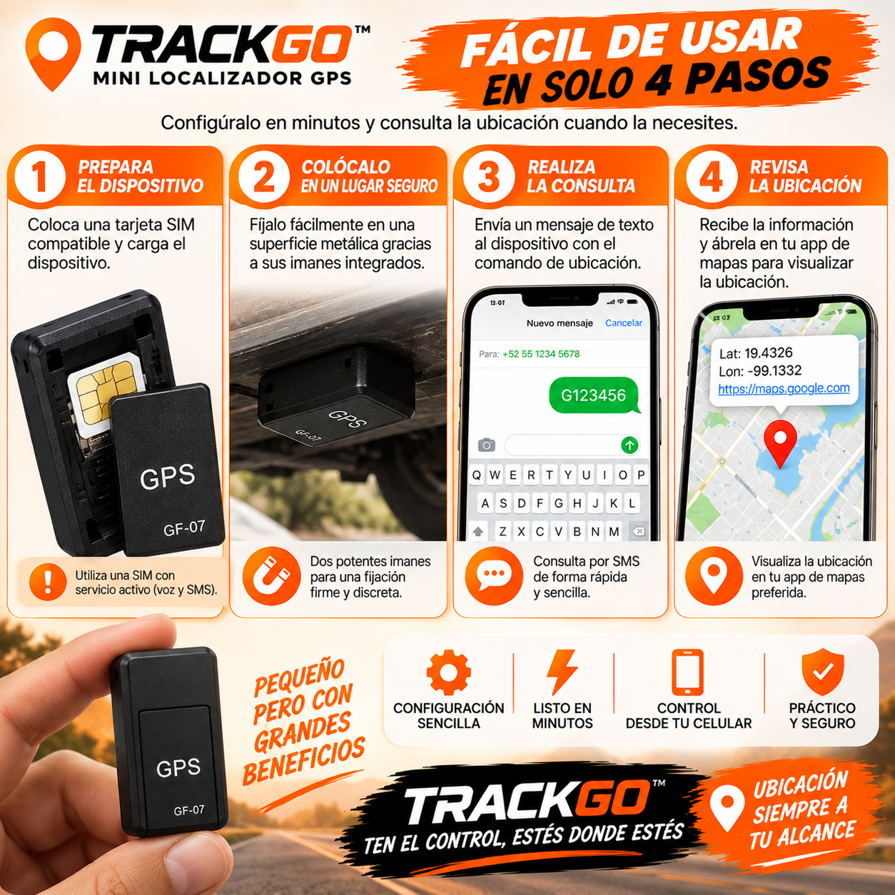 TRACKGO™ │ Mini Localizador GPS Magnético