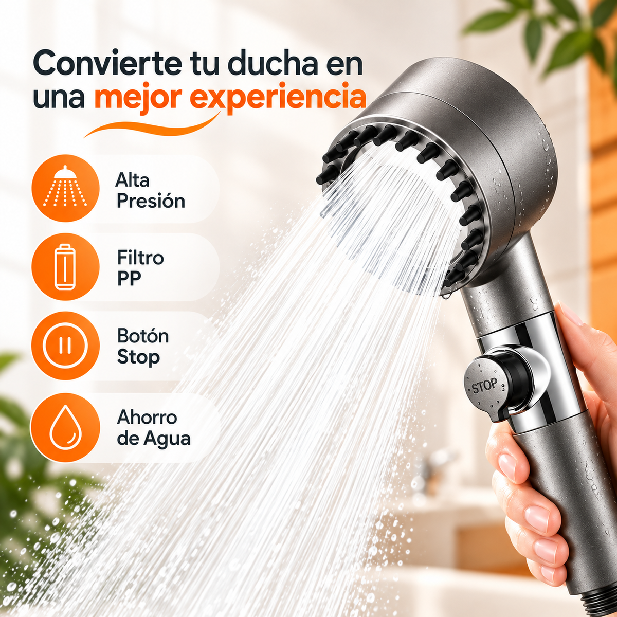 AQUAPURE SPA™ | Regadera Filtrante 3 en 1